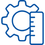 Icon of an upward arrow on a pouch indicating scalable production.
