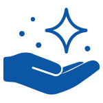 Hand with sparkles indicating cleanliness and dust resistance