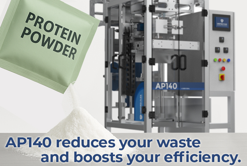 AP-140 machine for protein powder in sustainable packaging