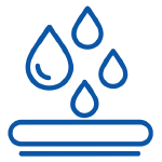 Moisture-resistant packaging icon in blue