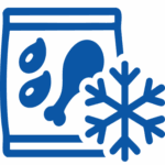 Frozen foods icon in blue showing a snowflake symbol representing frozen product packaging.