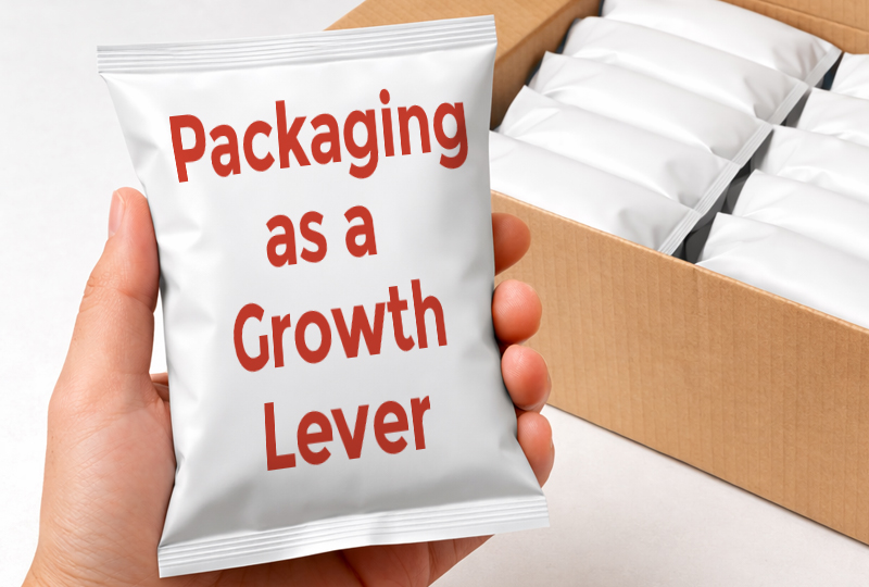 Hand holding pouch demonstrating a flexible packaging solution used for product distribution