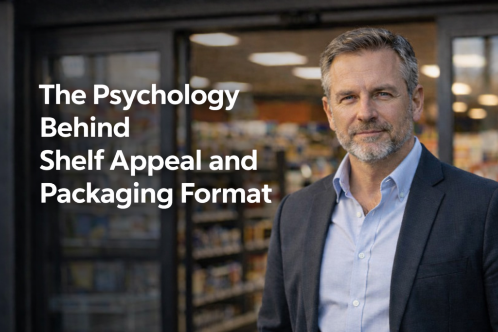 Retail owner in store illustrating the psychology behind packaging format and shelf appeal
