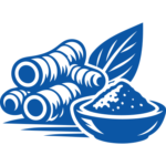 Turmeric root and powder icon representing turmeric packaging