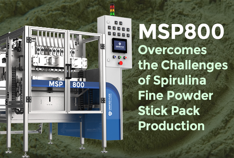 MSP800 stick pack machine for automated spirulina packaging and fine powder production