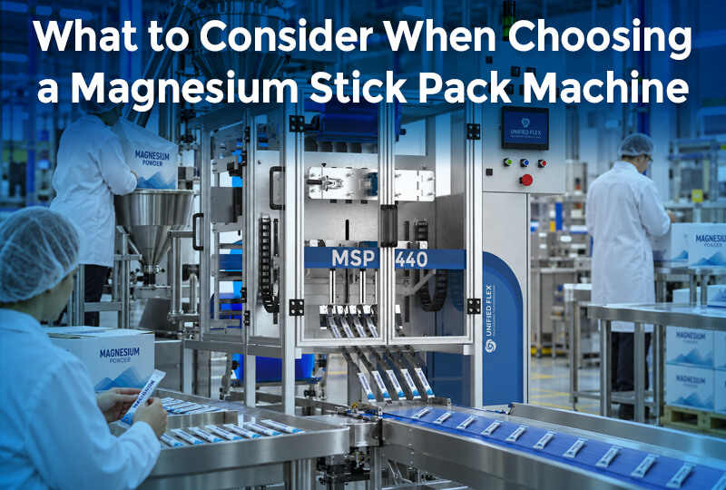 Magnesium stick pack machine for powdered drink mix production