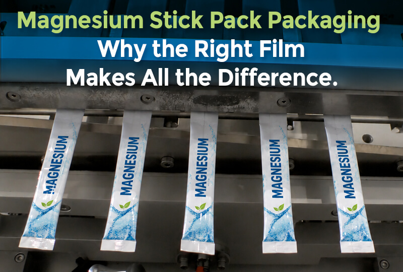 Magnesium stick pack film running through a multilane packaging machine