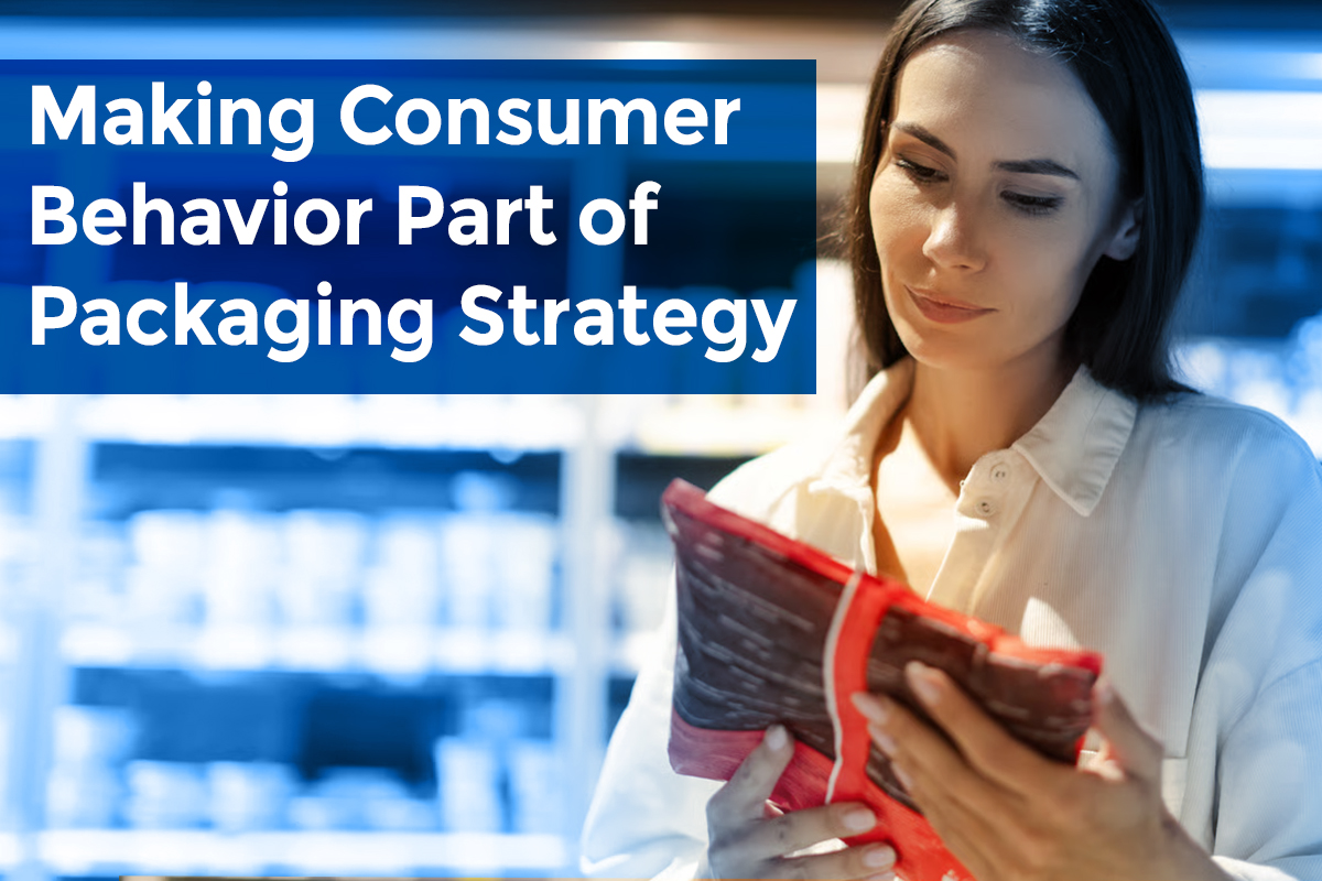 Consumer examining a flexible packaged product in a retail store, illustrating the importance of consumer behavior in packaging strategy.